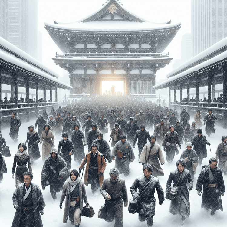 在大雪中，日本公民在最近的全国大选中投票