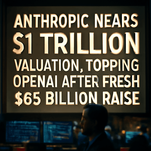 Anthropic 在 650 亿美元 H 轮融资后估值接近 1 万亿美元