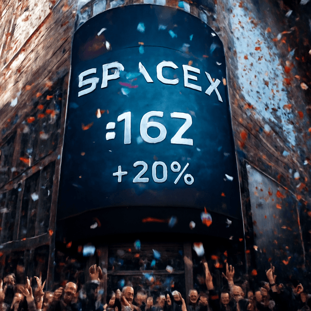 SpaceX 在纳斯达克首秀暴涨 20%，股价达 162 美元